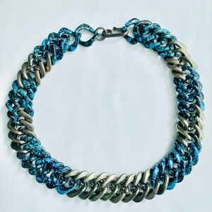 Vintage Elegant Blue and Silver Chain Necklace